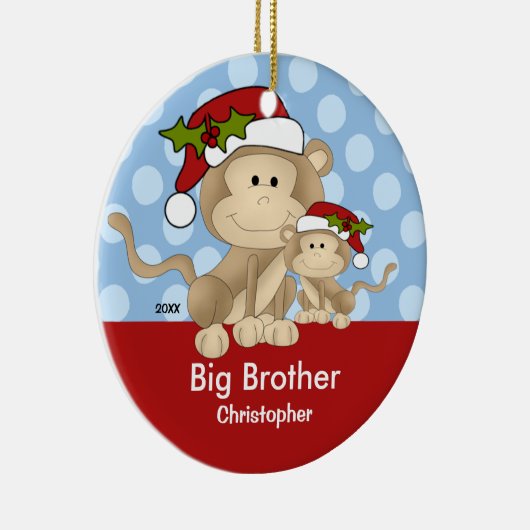 Santa Monkey Big Brother kerstversiering Keramisch Ornament (Rechts)