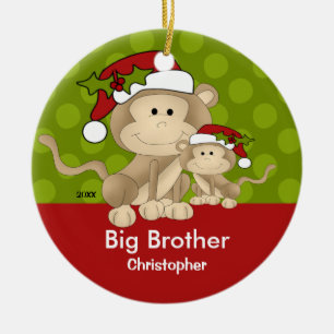 Santa Monkey Big Brother kerstversiering Keramisch Ornament