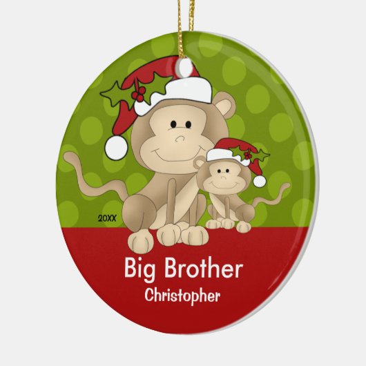 Santa Monkey Big Brother kerstversiering Keramisch Ornament (Links)