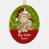 Santa Monkey Big Sister kerstversiering Keramisch Ornament (Rechts)