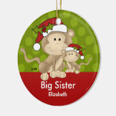 Santa Monkey Big Sister kerstversiering Keramisch Ornament (Links)