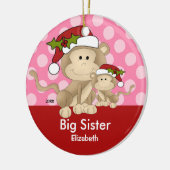 Santa Monkey Big Sister kerstversiering Keramisch Ornament (Links)
