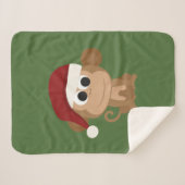 Santa Monkey Fleece Blanket Sherpa Deken (Voorkant (horizontaal))