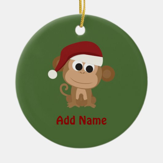 Santa Monkey Keramisch Ornament (Voorkant)