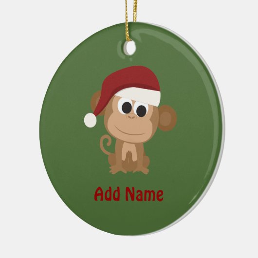 Santa Monkey Keramisch Ornament (Links)