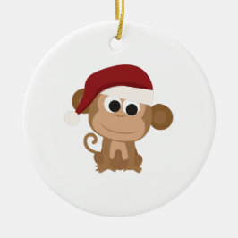Santa Monkey Keramisch Ornament