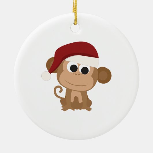 Santa Monkey Keramisch Ornament (Achterkant)