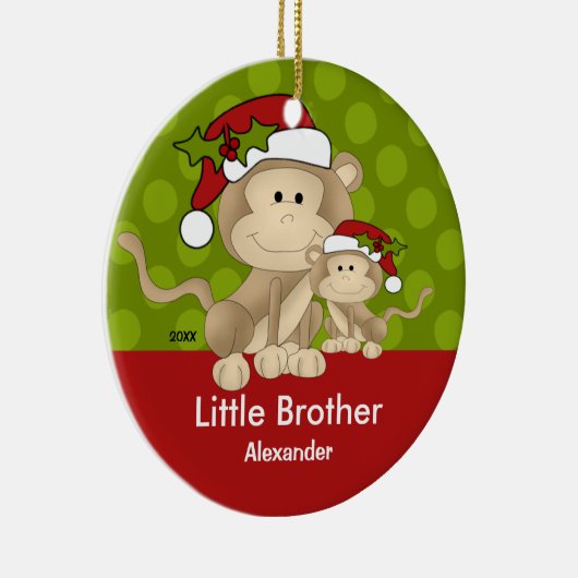 Santa Monkey Little Brother kerstversiering Keramisch Ornament (Rechts)