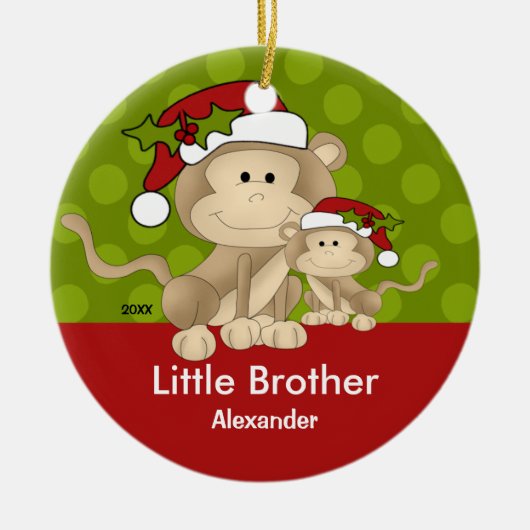 Santa Monkey Little Brother kerstversiering Keramisch Ornament (Voorkant)