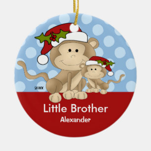 Santa Monkey Little Brother kerstversiering Keramisch Ornament