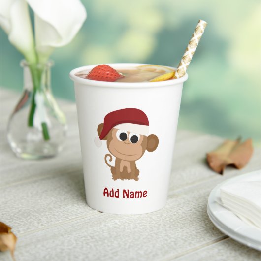 Santa Monkey Papieren Bekers (Insitu)