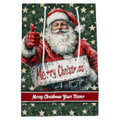 Santa Monogram Tas, Waterverf Kerst Medium Cadeauzakje (Achterkant)