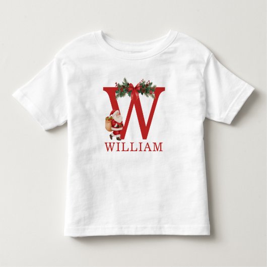 Santa Monogrammed and Name Family Matching Kinder Shirts (Voorkant)