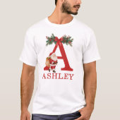 Santa Monogrammed and Name Family Matching T-shirt (Voorkant)