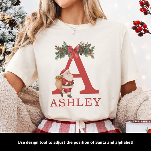 Santa Monogrammed and Name Family Matching T-shirt