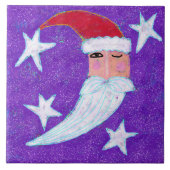 Santa Moon Abstracte kerstkunst Tegeltje (Voorkant)