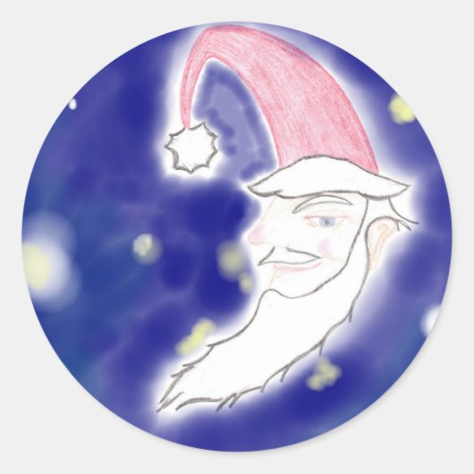 Santa Moon Christmas Art Sticker (Voorkant)