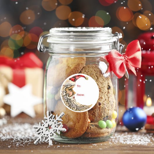 Santa Moon kerstcadeau geven Ronde Sticker