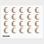 Santa Moon kerstcadeau geven Ronde Sticker (Vel)