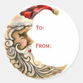 Santa Moon kerstcadeau geven Ronde Sticker (Voorkant)