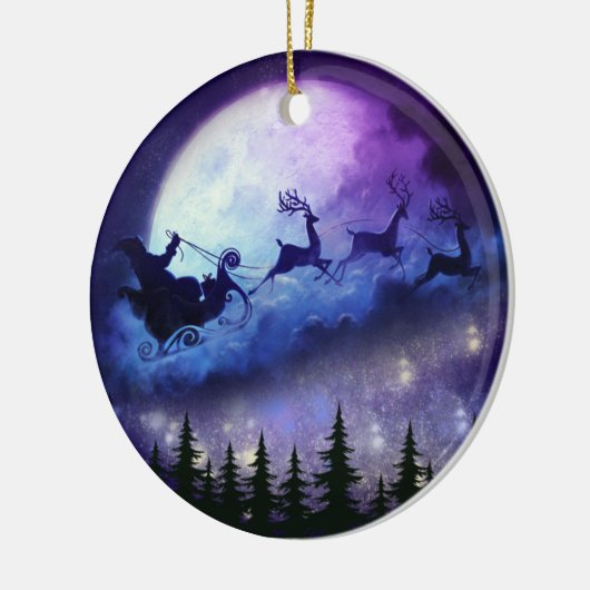Santa Moon Night Ceramic Ornament (Links)