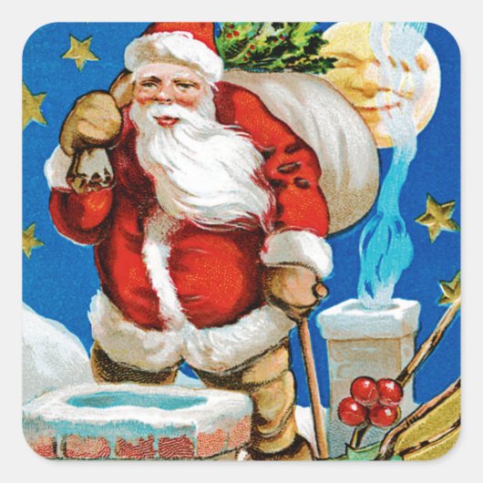 Santa Moon Vierkante Sticker (Voorkant)