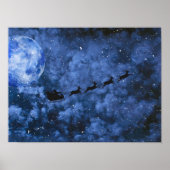 Santa Moonlight Flying Poster (Voorkant)