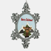 Santa Moose Mountain Snoflake Kerstversiering Tin Sneeuwvlok Ornament (Links)