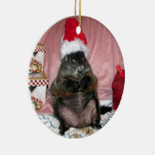 Santa Moses Pet Groundhog kerstversiering Keramisch Ornament (Rechts)