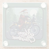 Santa-motorfiets Glazen Onderzetter (Achterkant)
