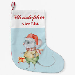 Santa Mouse Custom Name Nice List DCSA34 Kleine Kerstsok