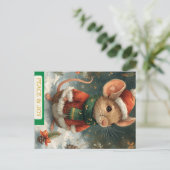 Santa Mouse Holiday Postcard Feestdagenkaart (Staand voorkant)