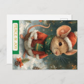 Santa Mouse Holiday Postcard Feestdagenkaart (Voorkant / Achterkant)