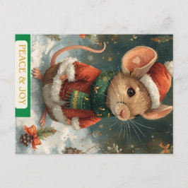 Santa Mouse Holiday Postcard Feestdagenkaart