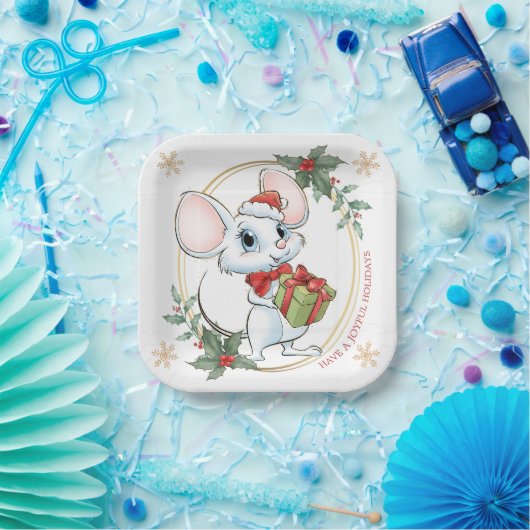 Santa Mouse Kerstmis Papier Bord (Feest)