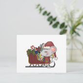 Santa Mouse met slee Feestdagenkaart (Staand voorkant)