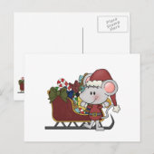 Santa Mouse met slee Feestdagenkaart (Voorkant / Achterkant)