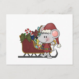 Santa Mouse met slee Feestdagenkaart