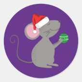 Santa Mouse Ronde Sticker (Voorkant)