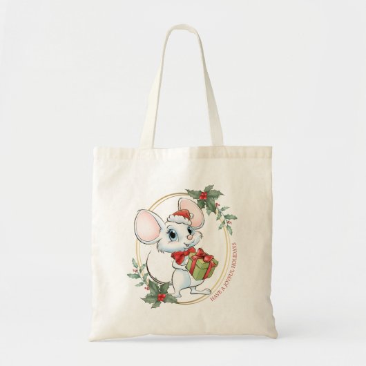 Santa Mouse Santa Kat Kerstmis Tote Bag (Voorkant)