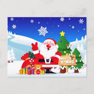 Santa "mreey x-mas"Post Cards Feestdagenkaart