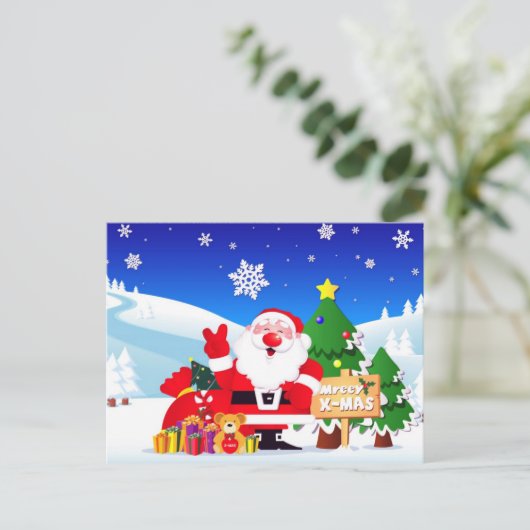 Santa "mreey x-mas"Post Kaarten Feestdagenkaart (Staand voorkant)