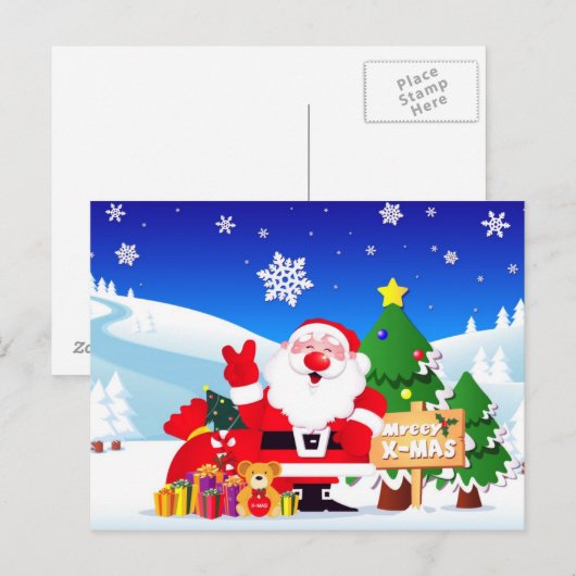 Santa "mreey x-mas"Post Kaarten Feestdagenkaart (Voorkant / Achterkant)