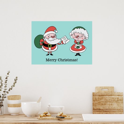 Santa & Mrs Claus aangepast poster (Keuken)