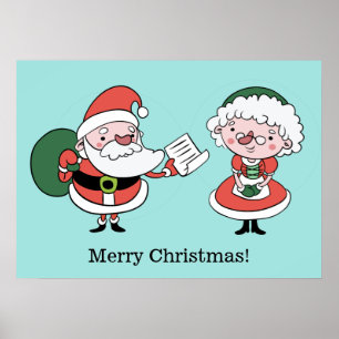 Santa & Mrs Claus aangepast poster