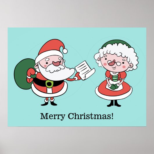 Santa & Mrs Claus aangepast poster (Voorkant)