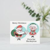 Santa & Mrs Claus aangepaste tekst briefkaart (Staand voorkant)
