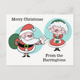 Santa & Mrs Claus aangepaste tekst briefkaart