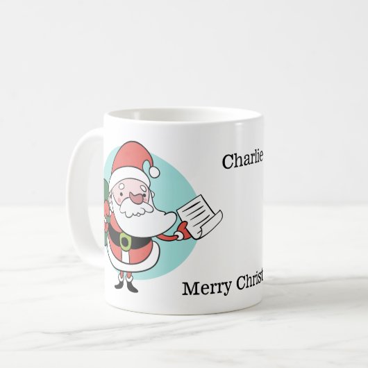 Santa & Mrs Claus aangepaste tekst mokken (Voorkant links)