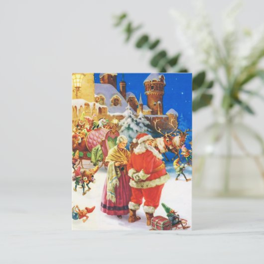 Santa & Mrs Claus, Christmas Eve, The North Pole Feestdagenkaart (Staand voorkant)